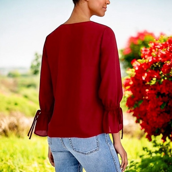 NWOT J. Crew Factory Mercantile Burgundy Red ‘Bow-Sleeve’ Top Size 4 - Picture 2 of 14